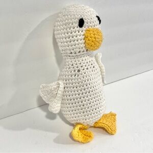 Crochet Duck Plushie Amigurumi White Yellow Handcrafted Stuffed Animal Toy